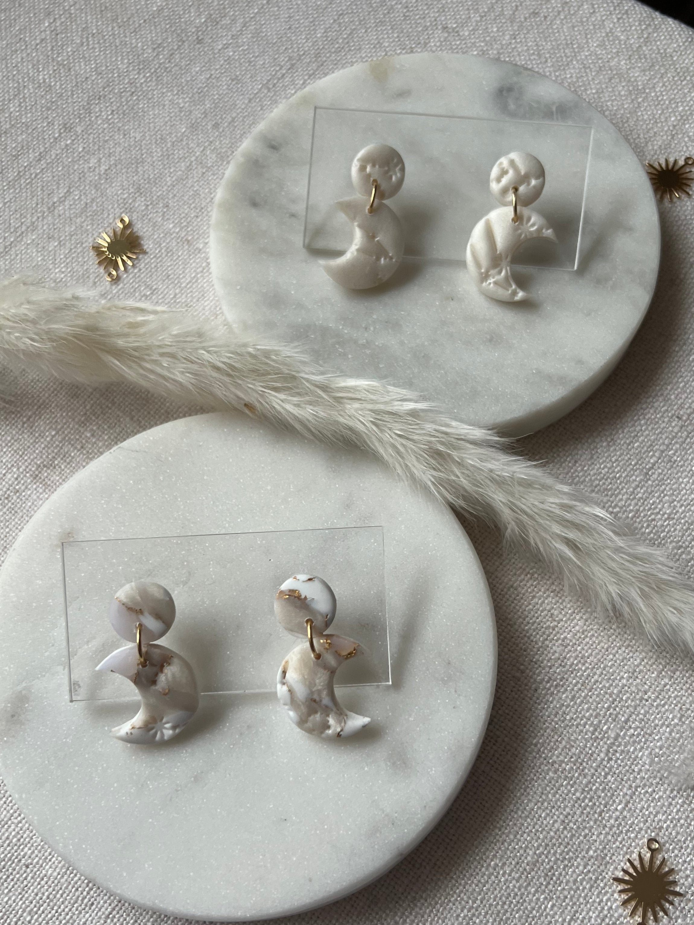 Small Celestial Pearl Moon Earrings