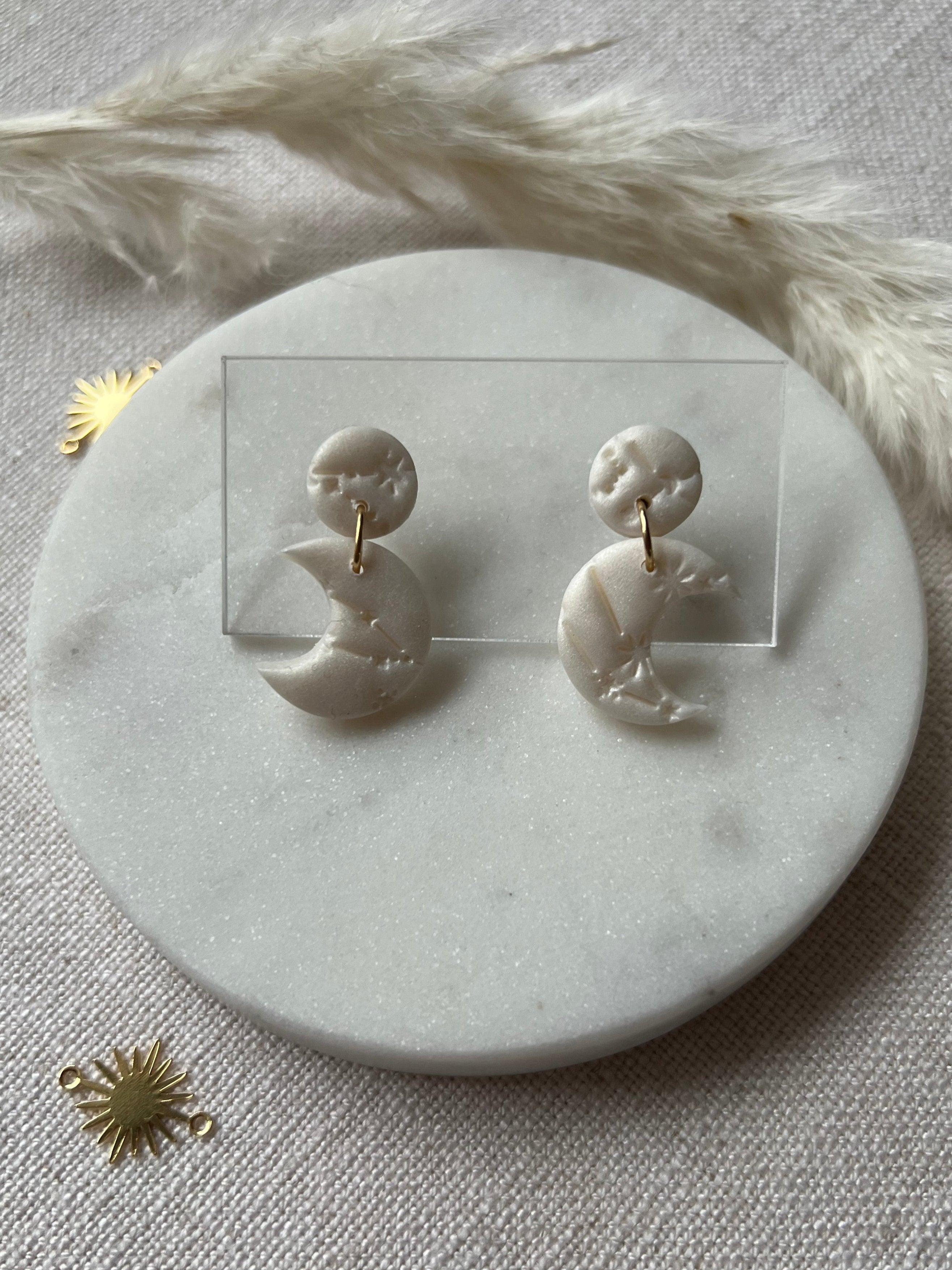 Small Celestial Pearl Moon Earrings