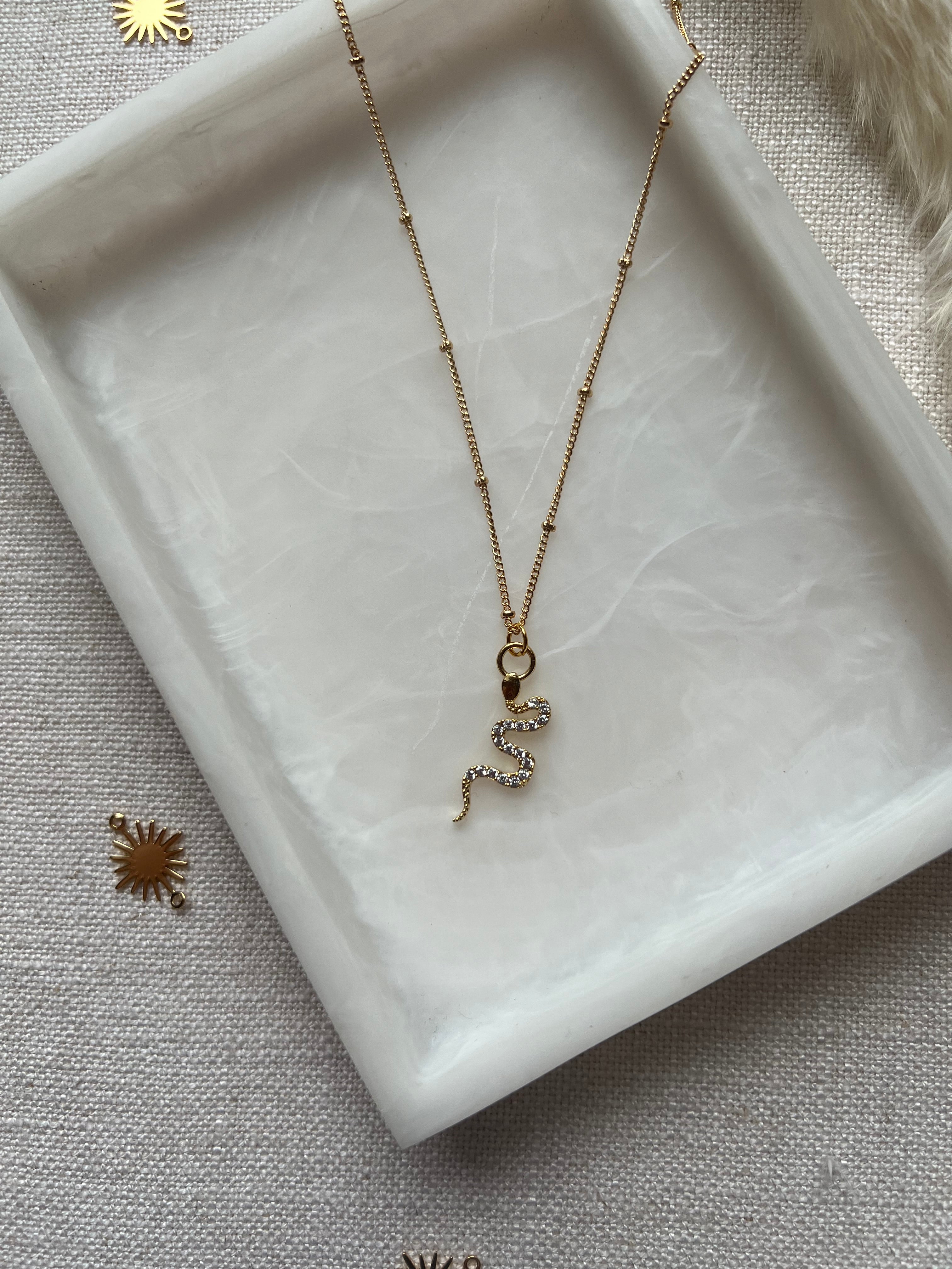 Serpent Necklace with Cubic Zirconias