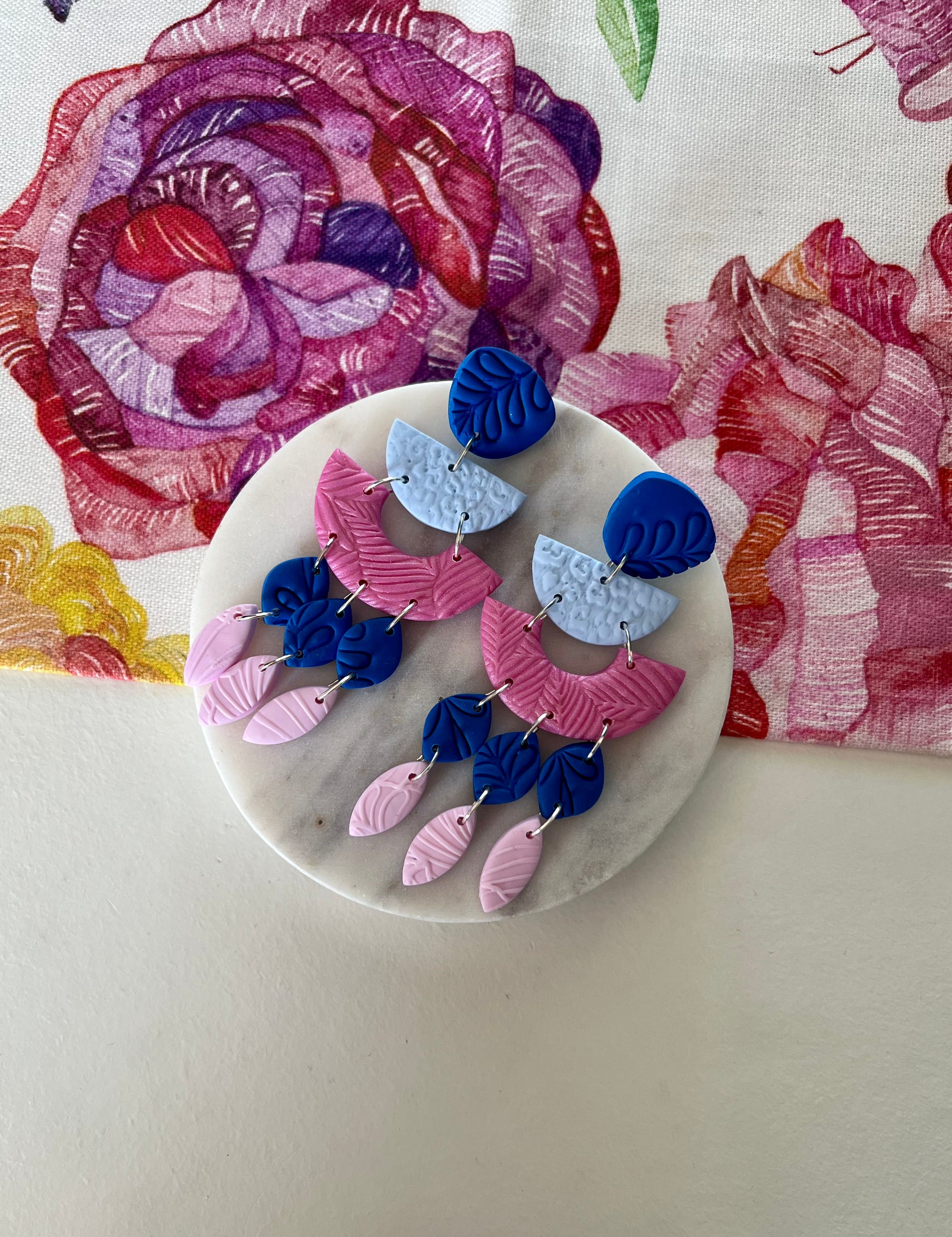 Electric Blue & Pink Statement Earrings