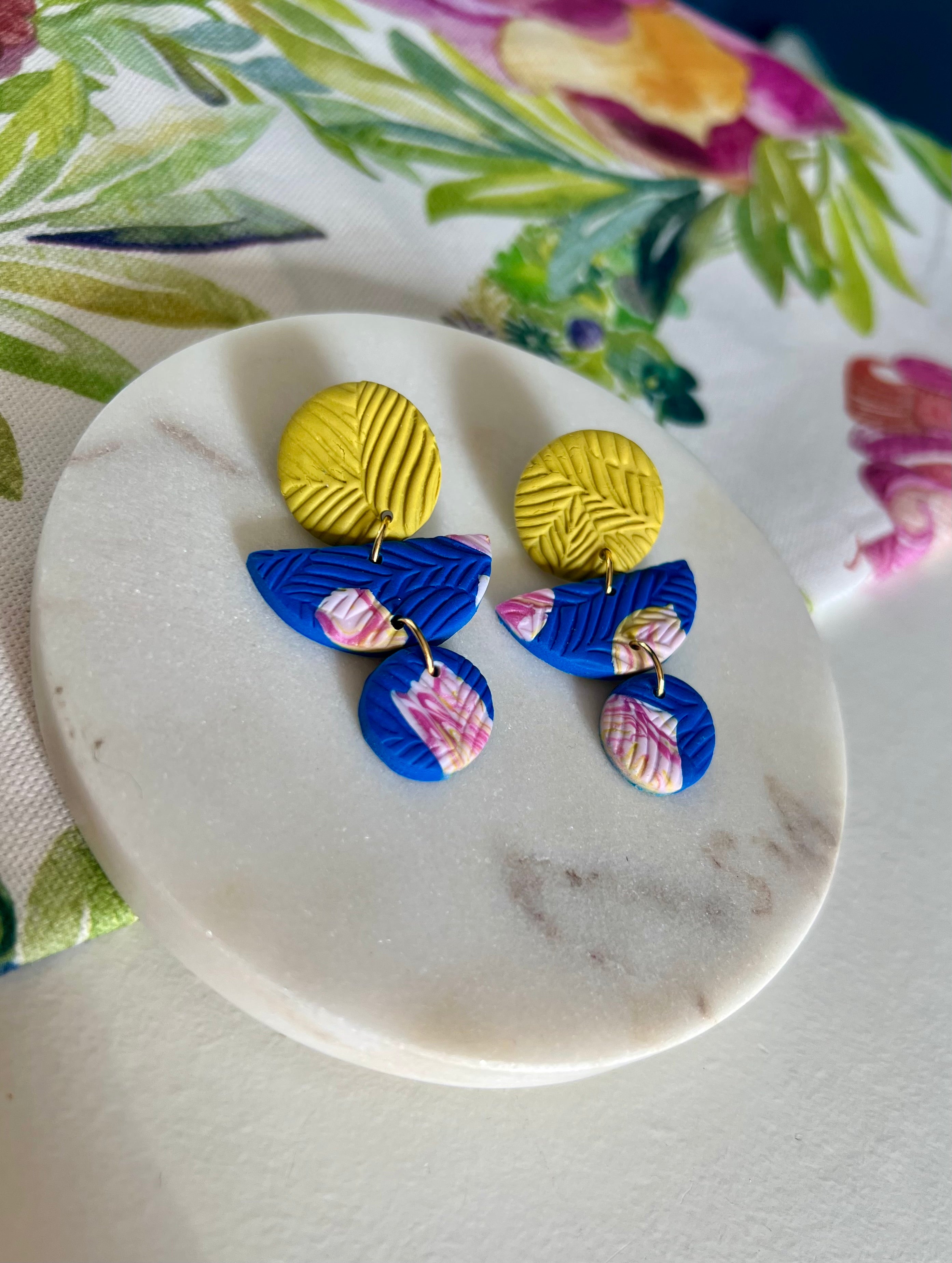 Chartreuse & Electric Blue Earrings