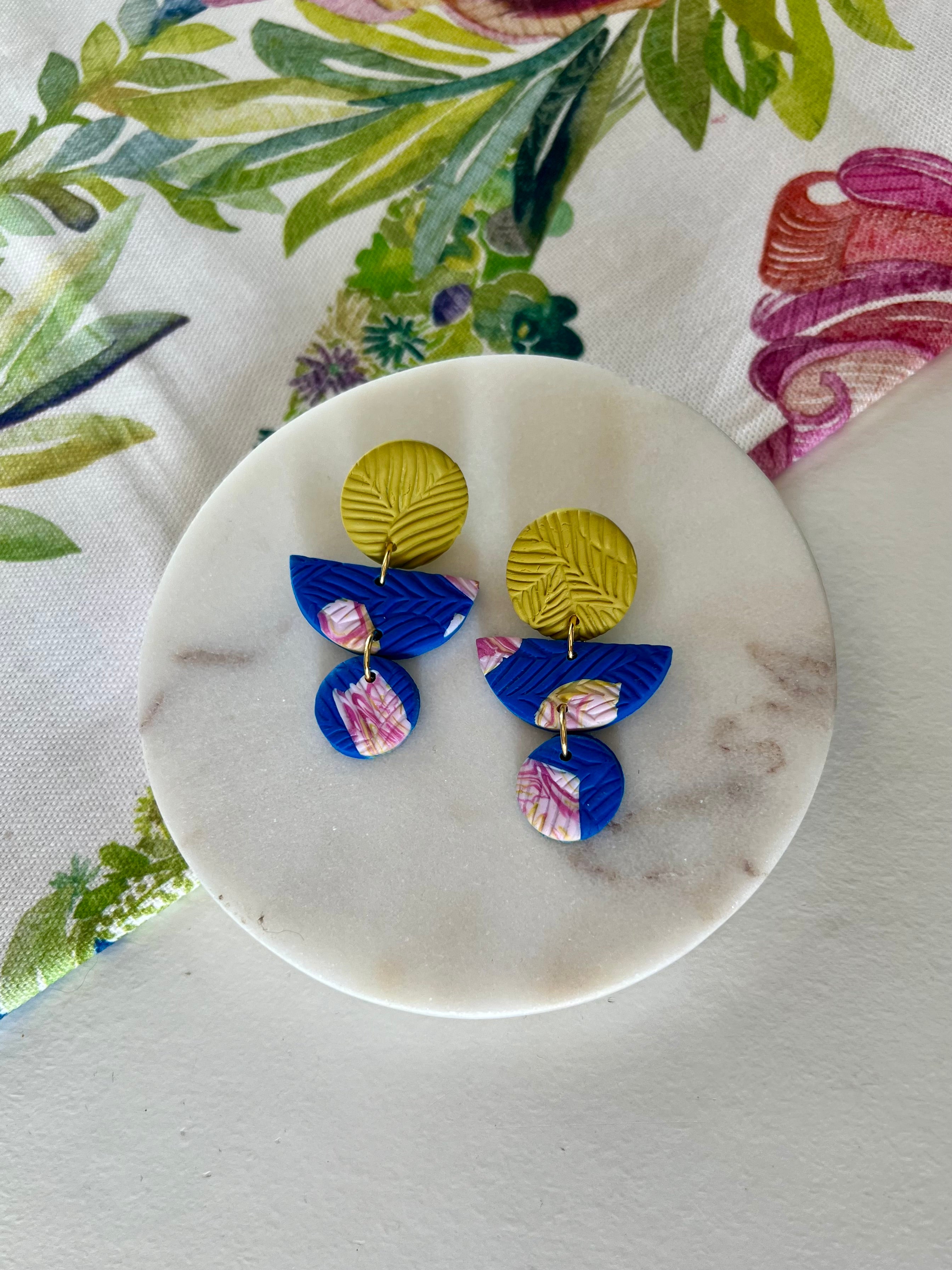 Chartreuse & Electric Blue Earrings