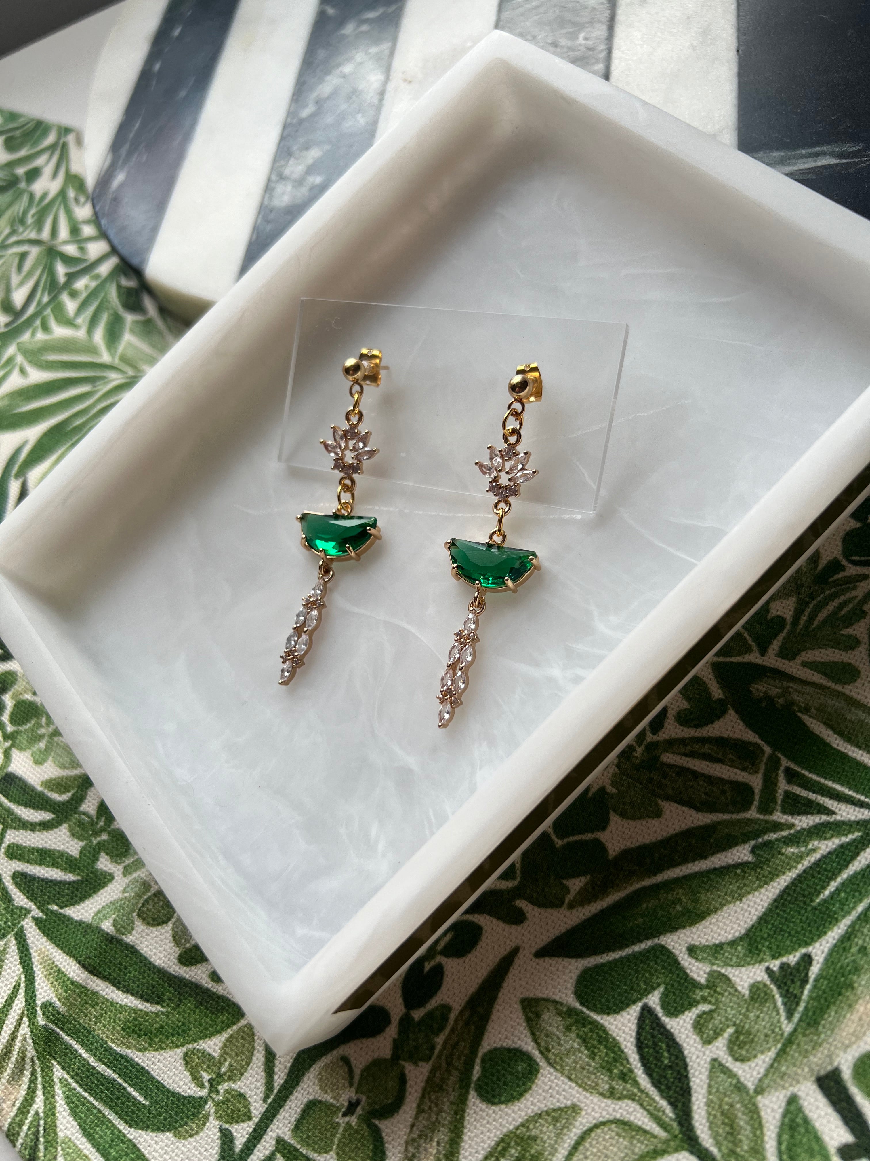 Vintage Inspired Emerald Stone Earrings