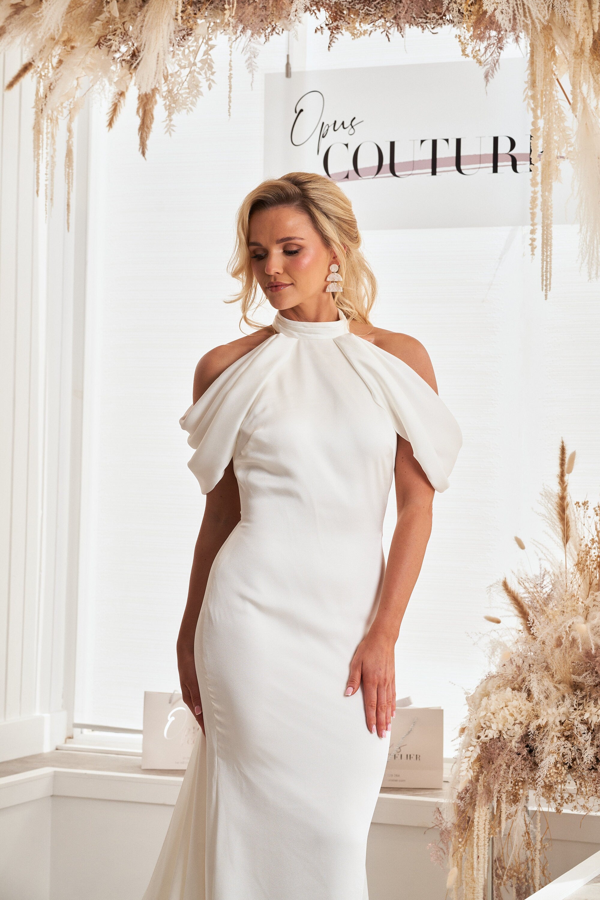 White Polymer Clay Earrings with Floral Texture