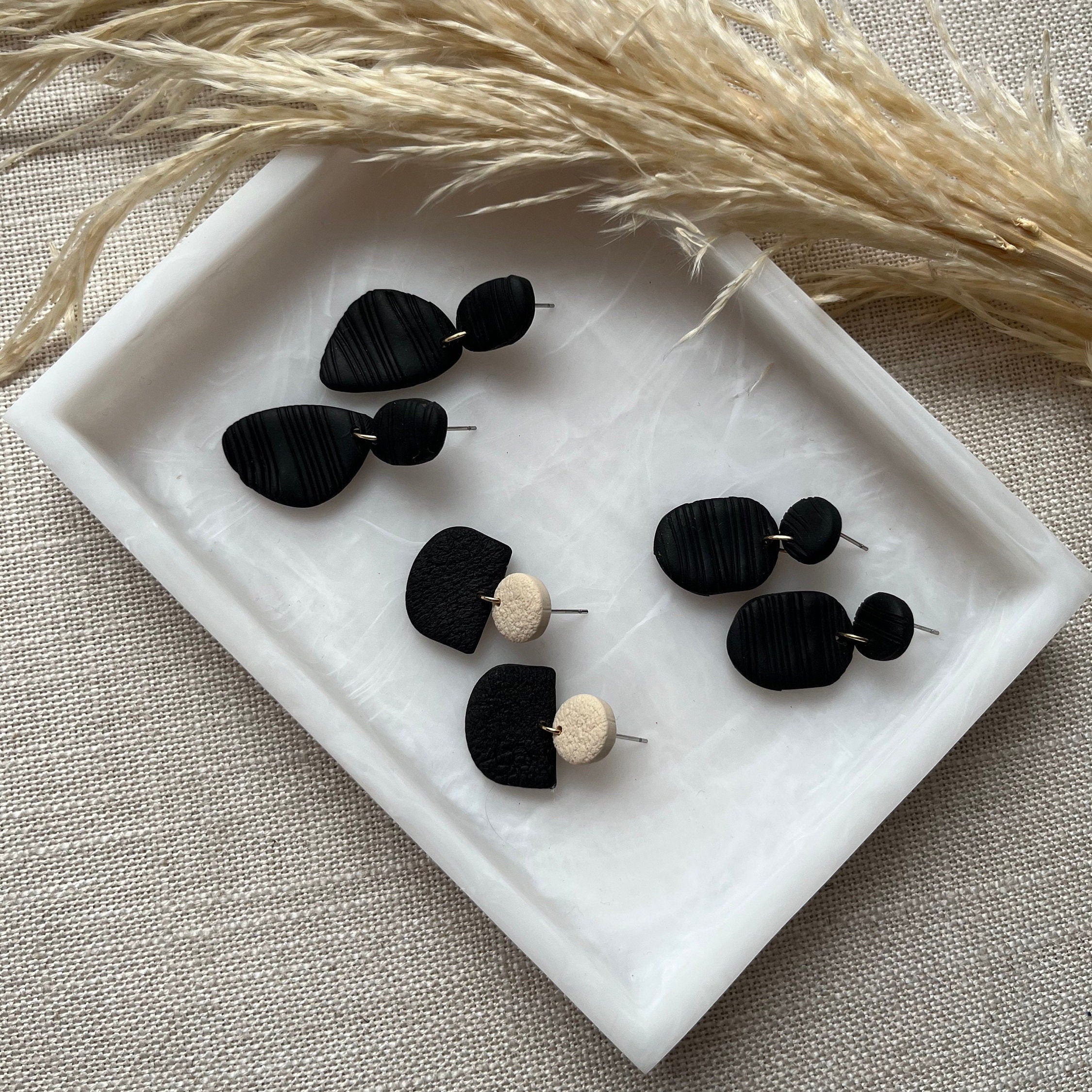 Black Textured Earrings
