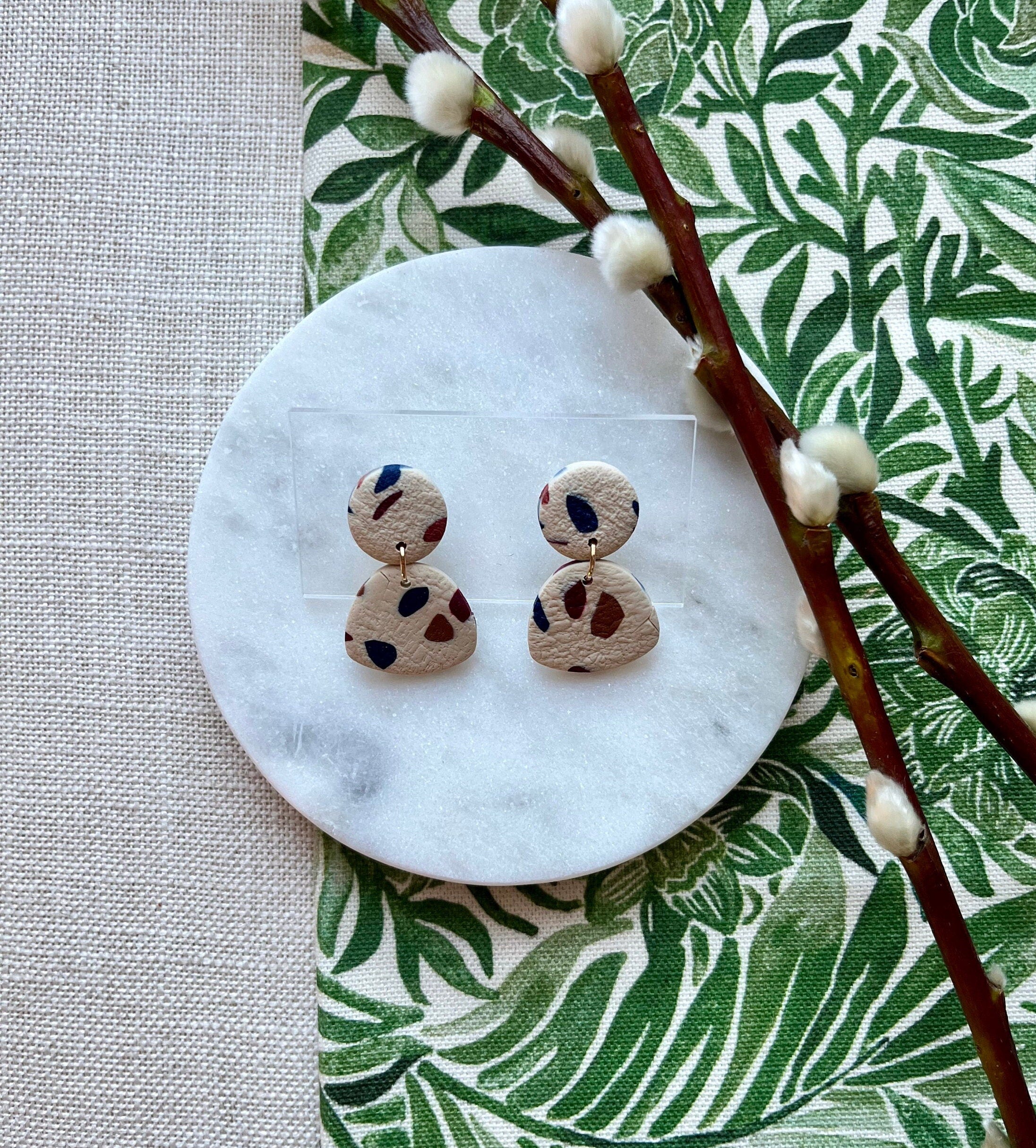 Cream & Multi Fleck Earrings