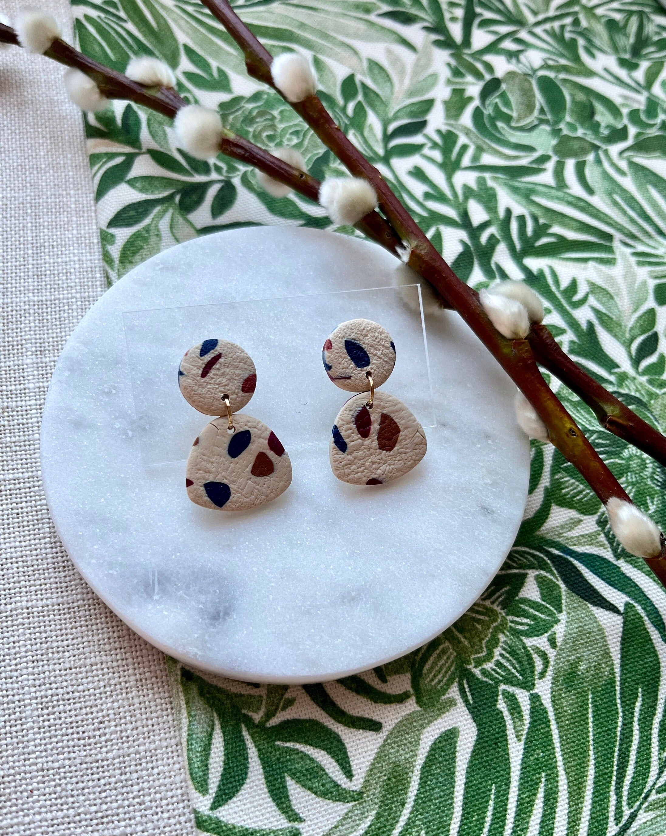Cream & Multi Fleck Earrings