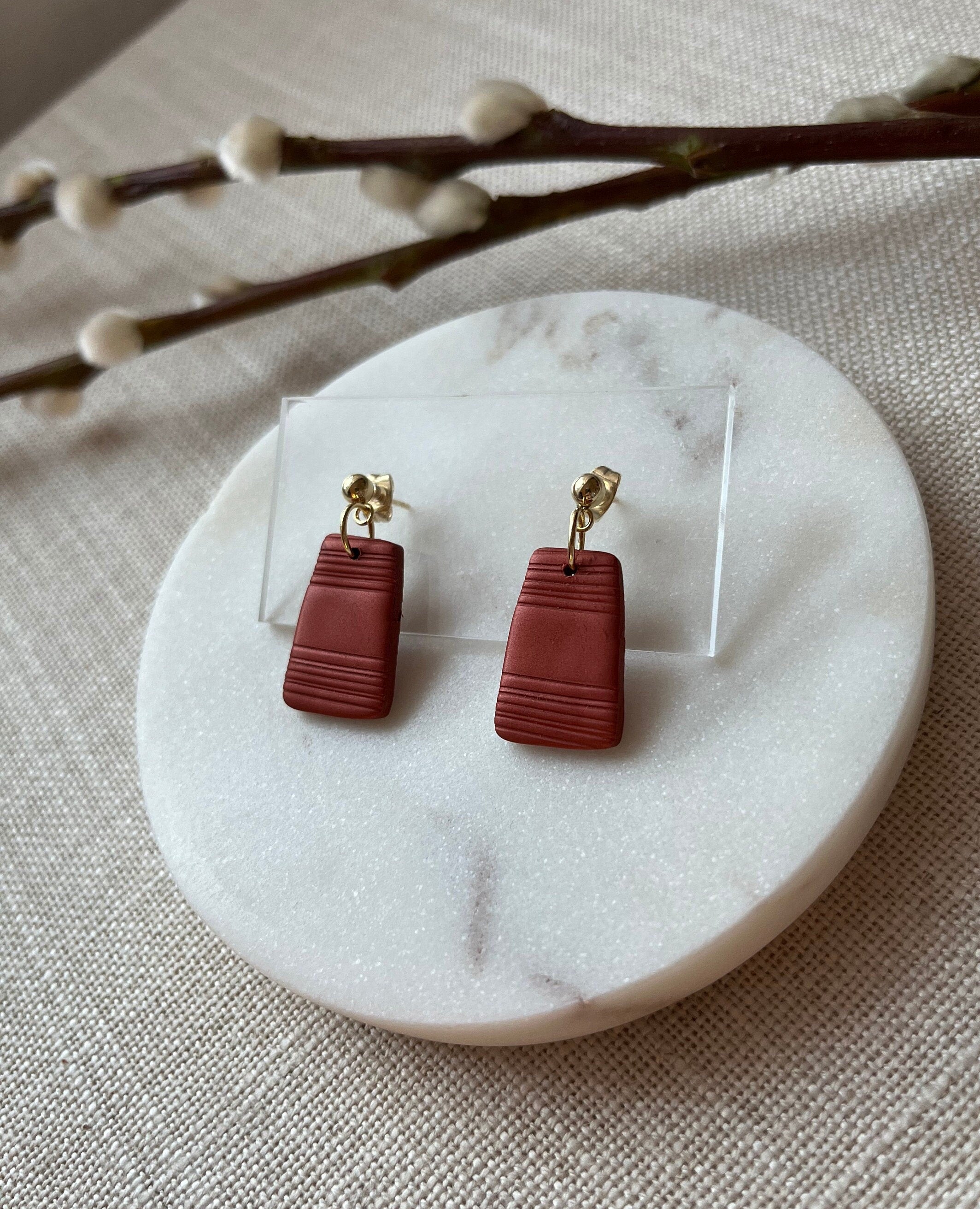 Textured Earrings with 18K Gold Plated Studs