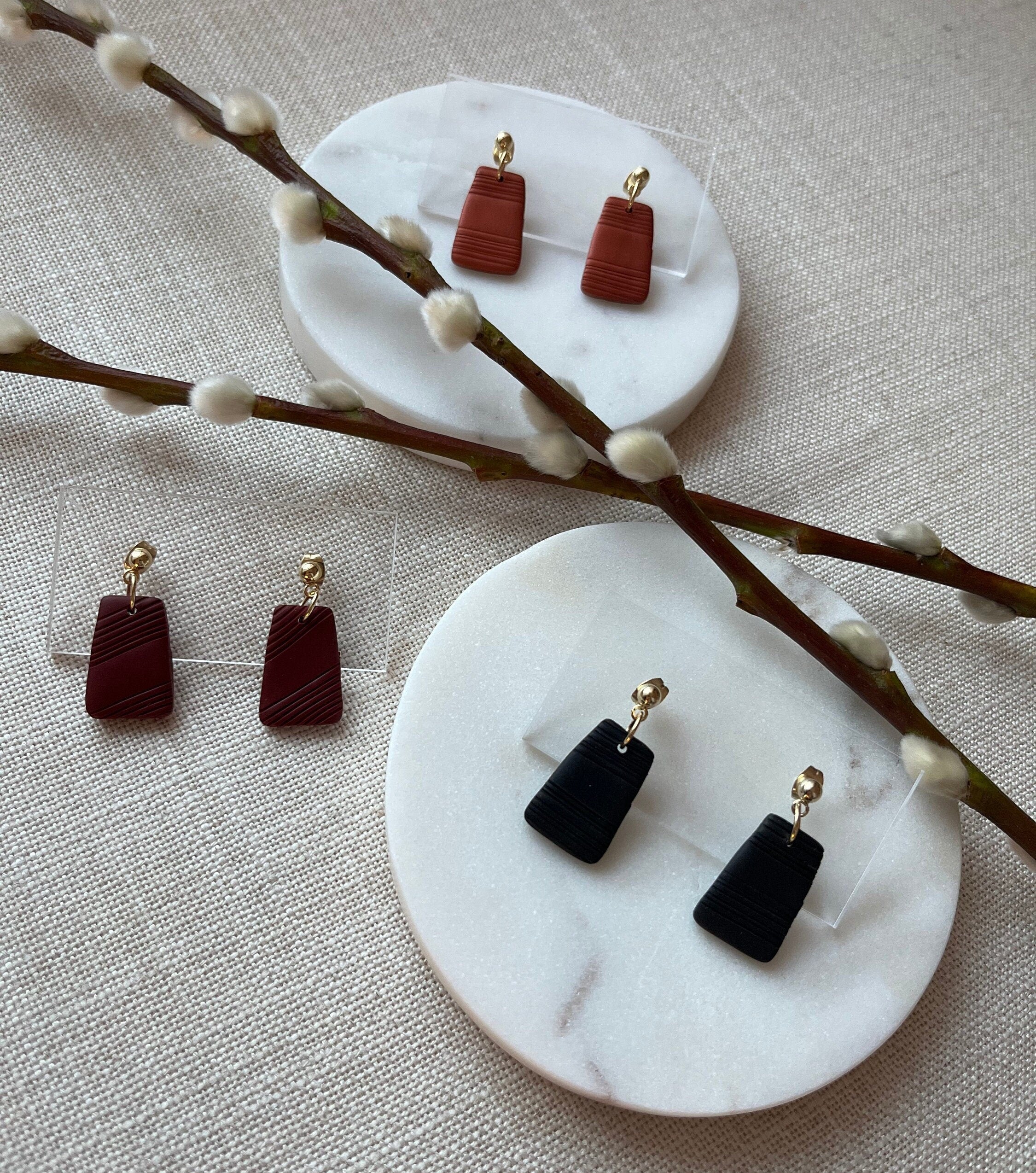 Textured Earrings with 18K Gold Plated Studs