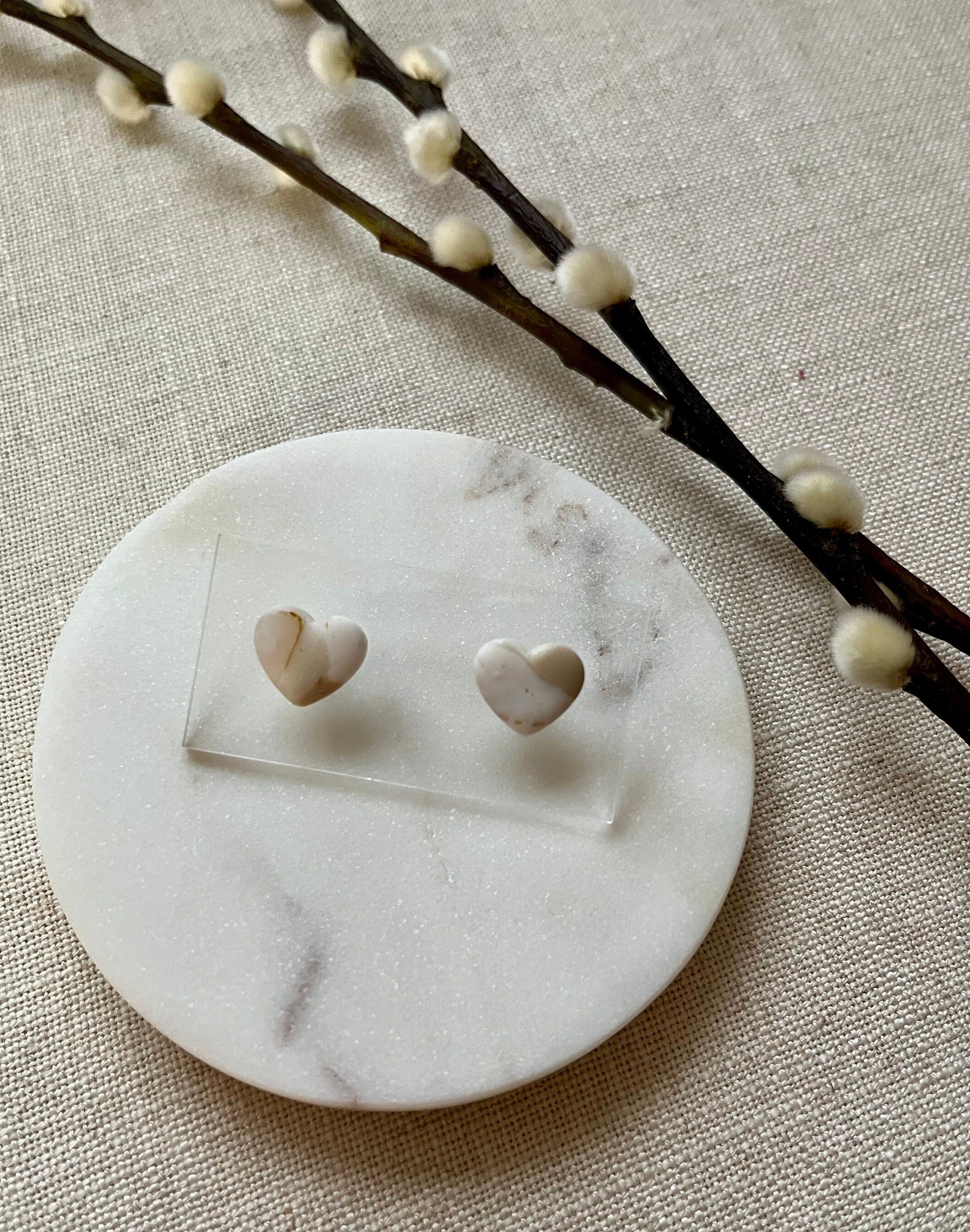 Marbled Heart Studs