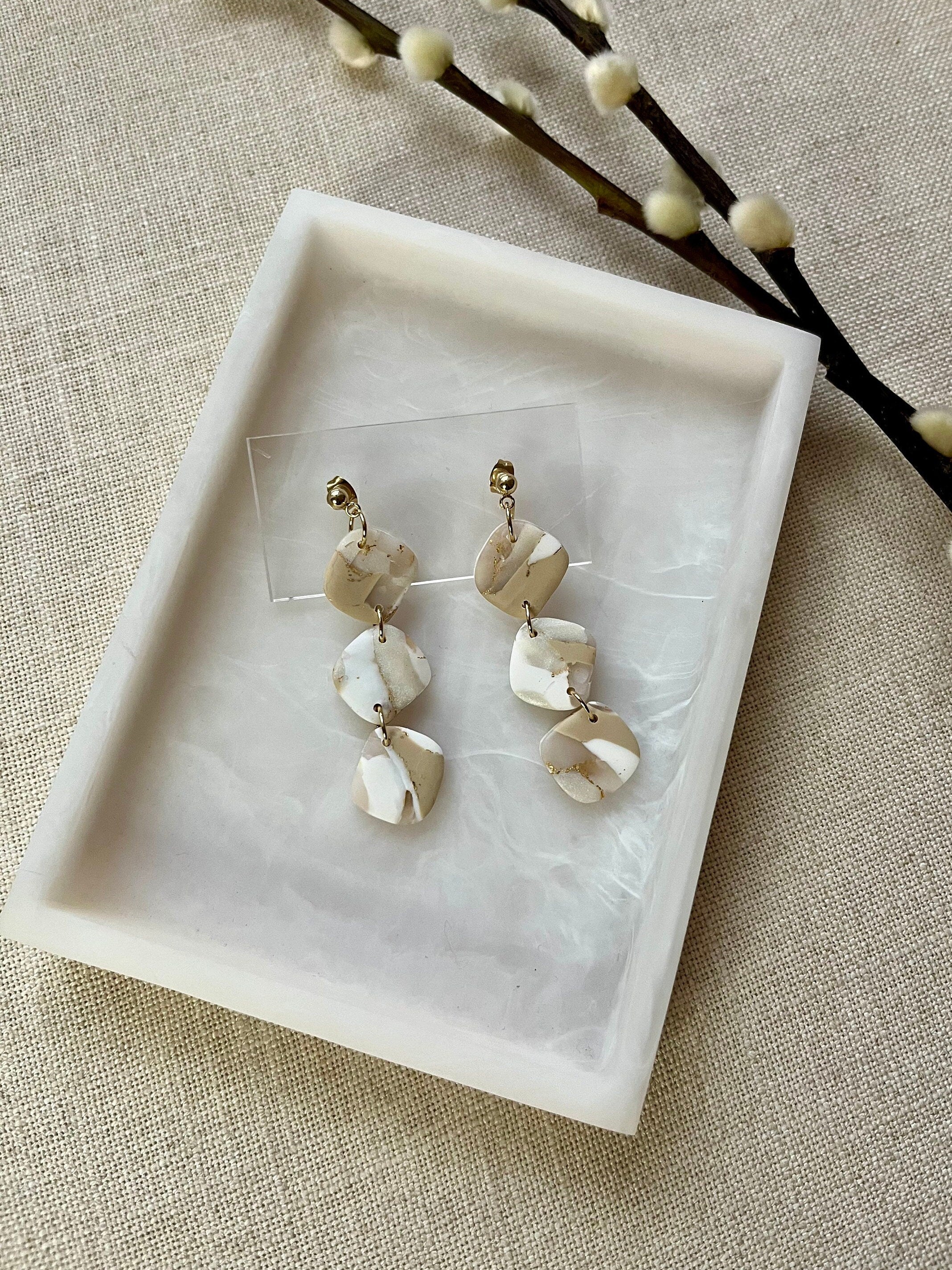 Marbled Earrings with 18K Gold Plated Studs