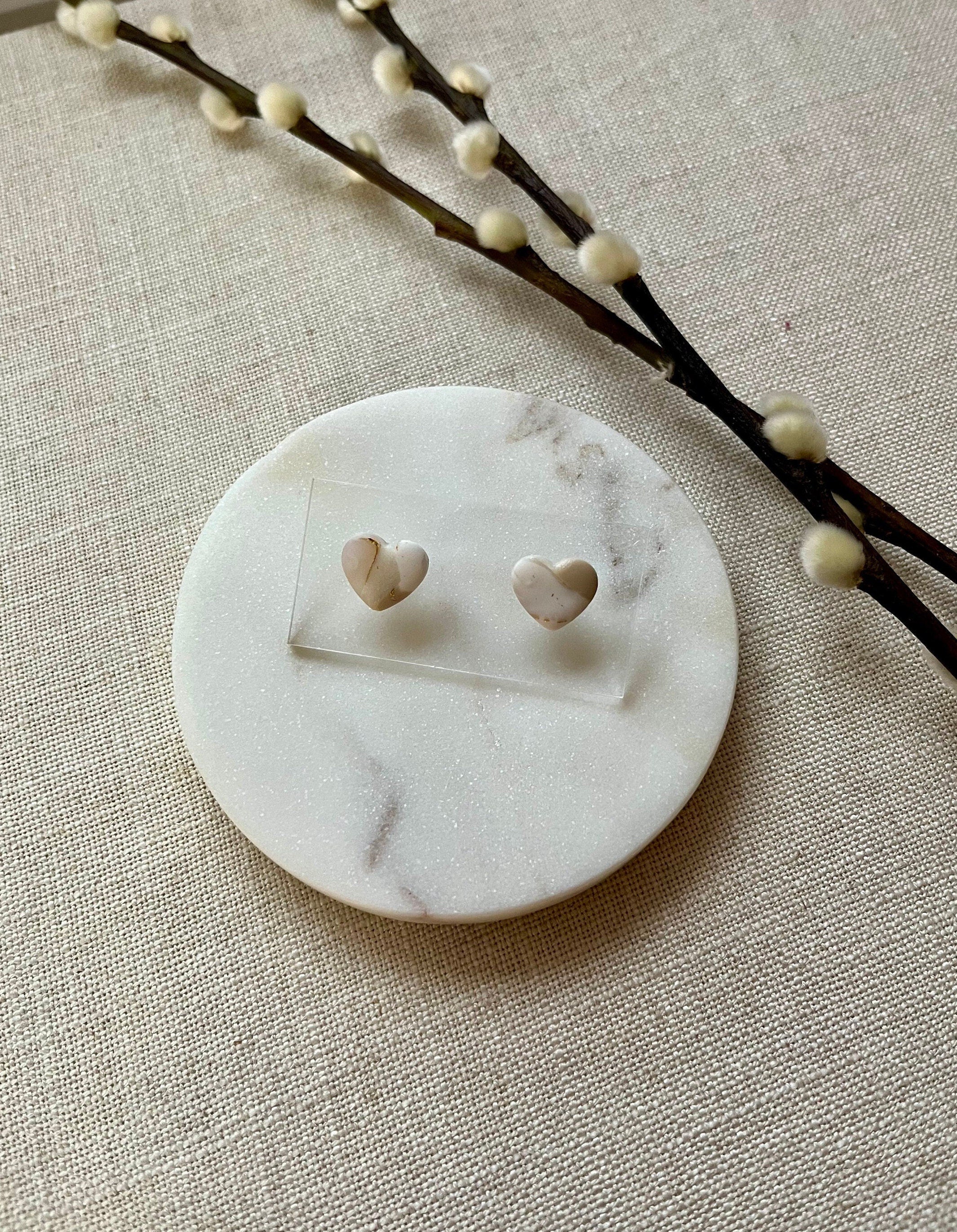 Marbled Heart Studs
