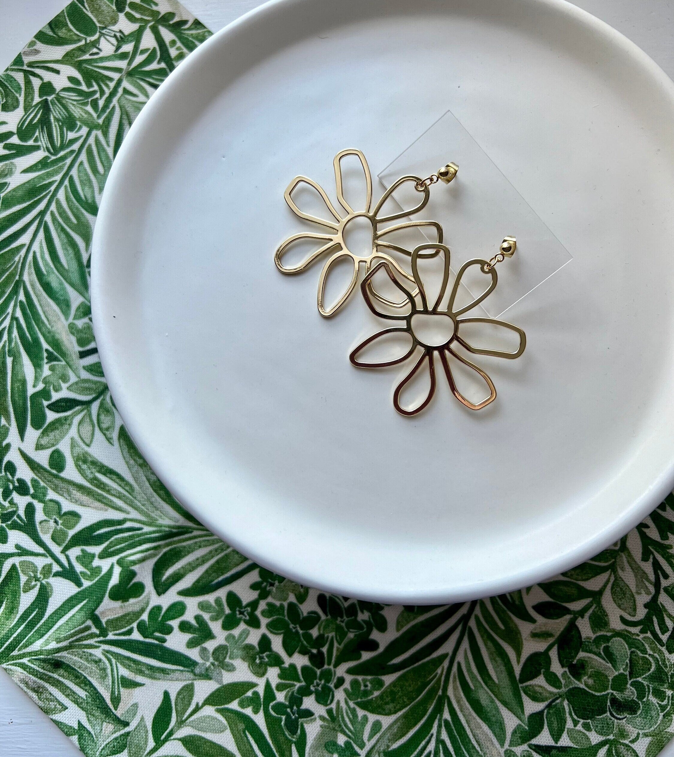 Large 18K Gold Plated Daisy Earrings