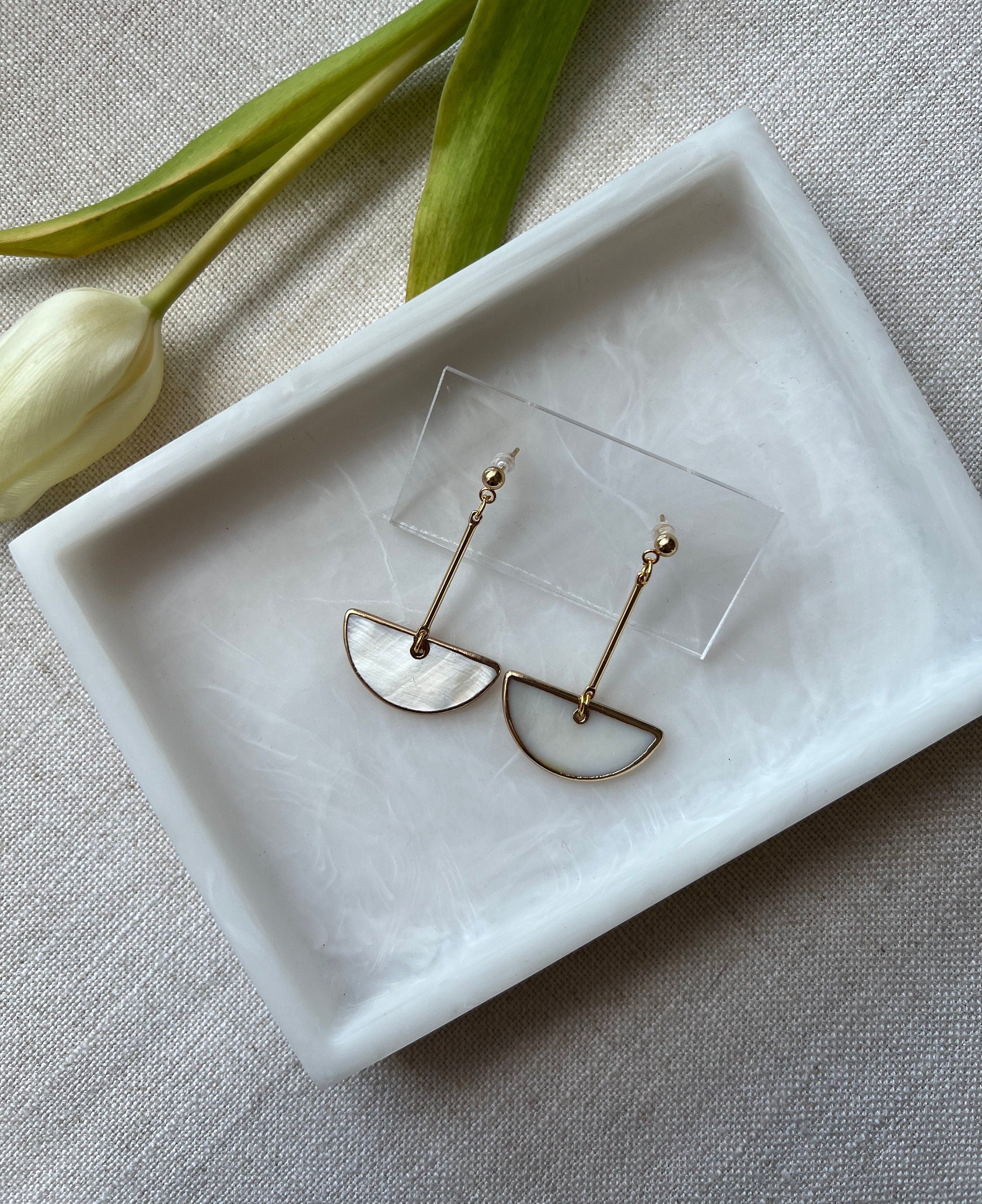 Abstract Pearl Earrings with 18K Gold Plated Studs