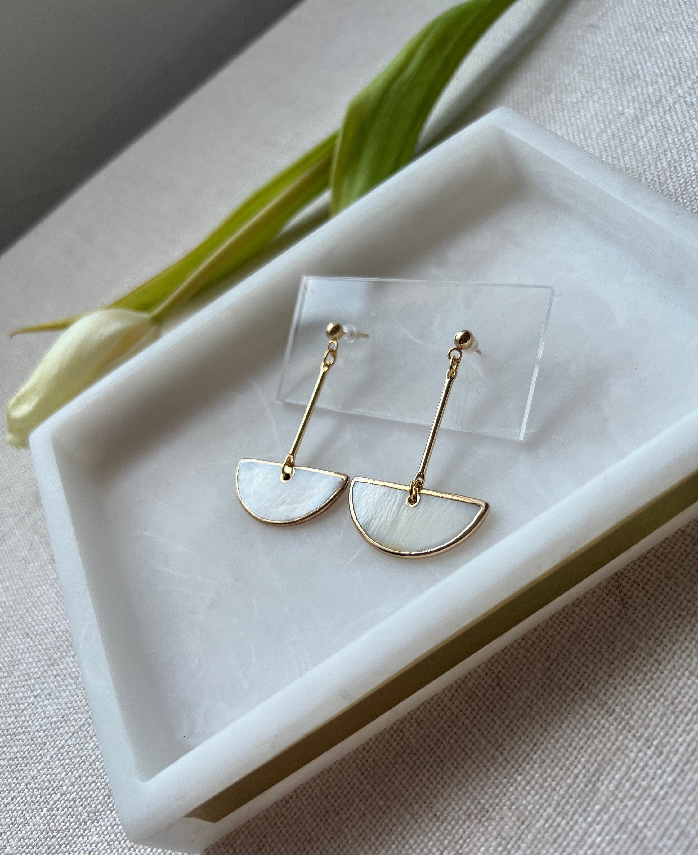Abstract Pearl Earrings with 18K Gold Plated Studs
